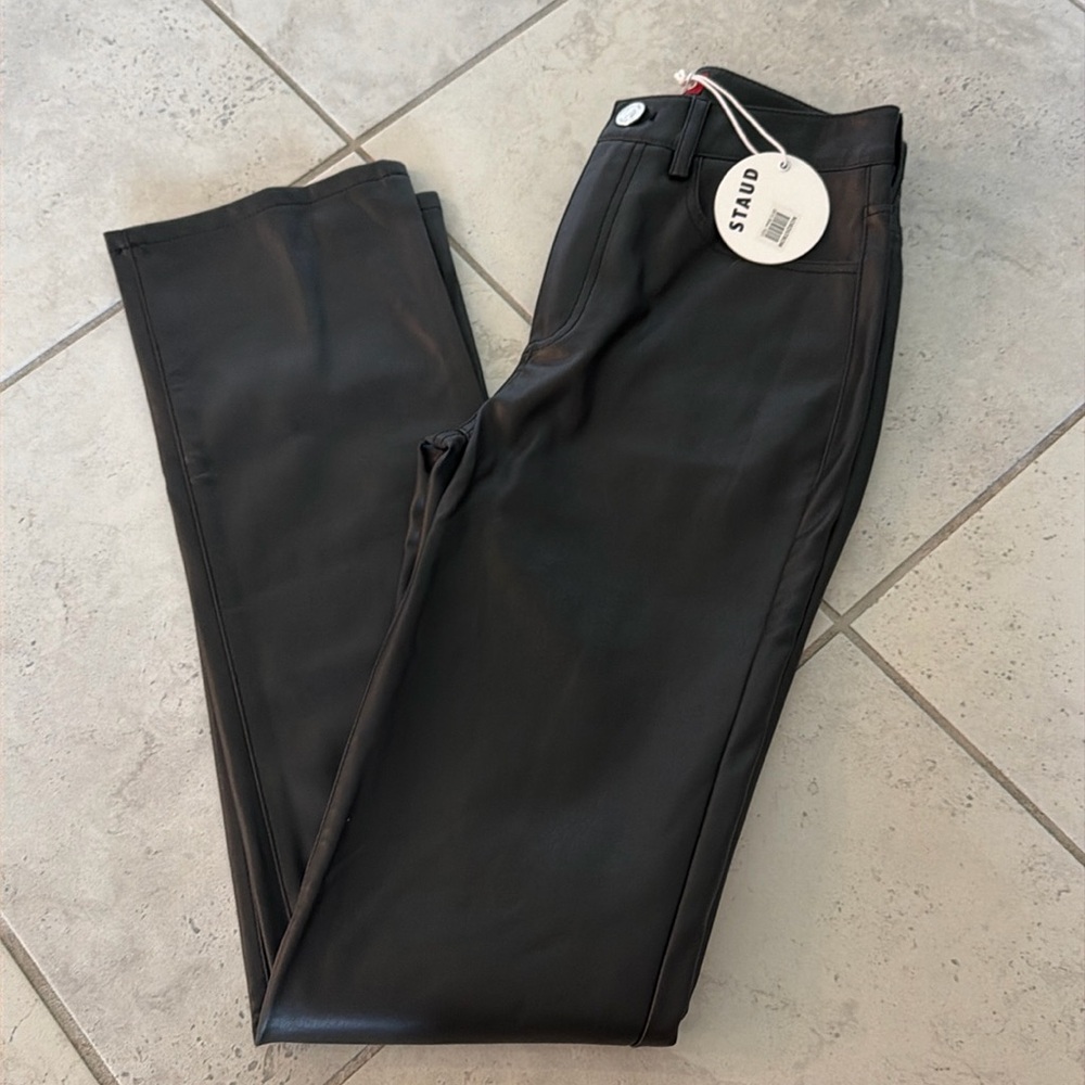 STAUD Black Leather Pants